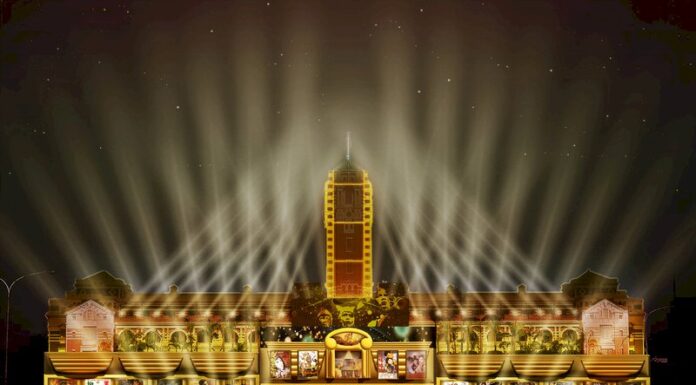 La façade du Palais présidentiel fait son show Show de lumières sur la façade du Palais présidentiel (photo GACC par CNA)