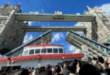 英國僑民慶雙十遊泰晤士河 倫敦塔橋為台灣而開