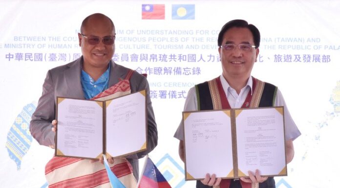 Taiwan und Palau unterzeichnen Absichtserklärung für Zusammenarbeit indigener Völker